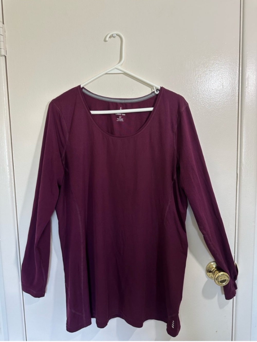 Lands' End Women's Long Sleeve Scoop Neck Top - Plum